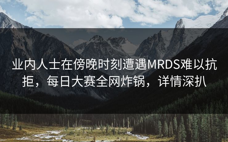 业内人士在傍晚时刻遭遇MRDS难以抗拒，每日大赛全网炸锅，详情深扒