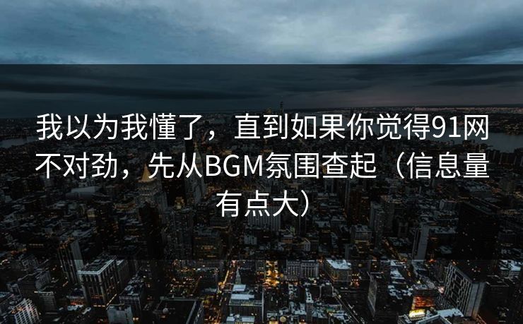 我以为我懂了，直到如果你觉得91网不对劲，先从BGM氛围查起（信息量有点大）
